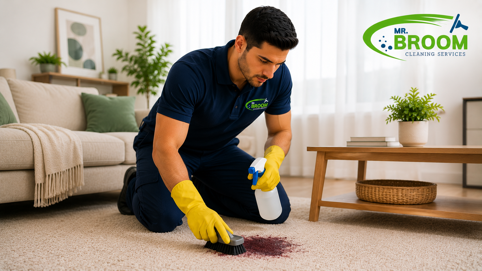 Professional carpet and upholstery stain removal service in London by Mr.Broom Cleaners